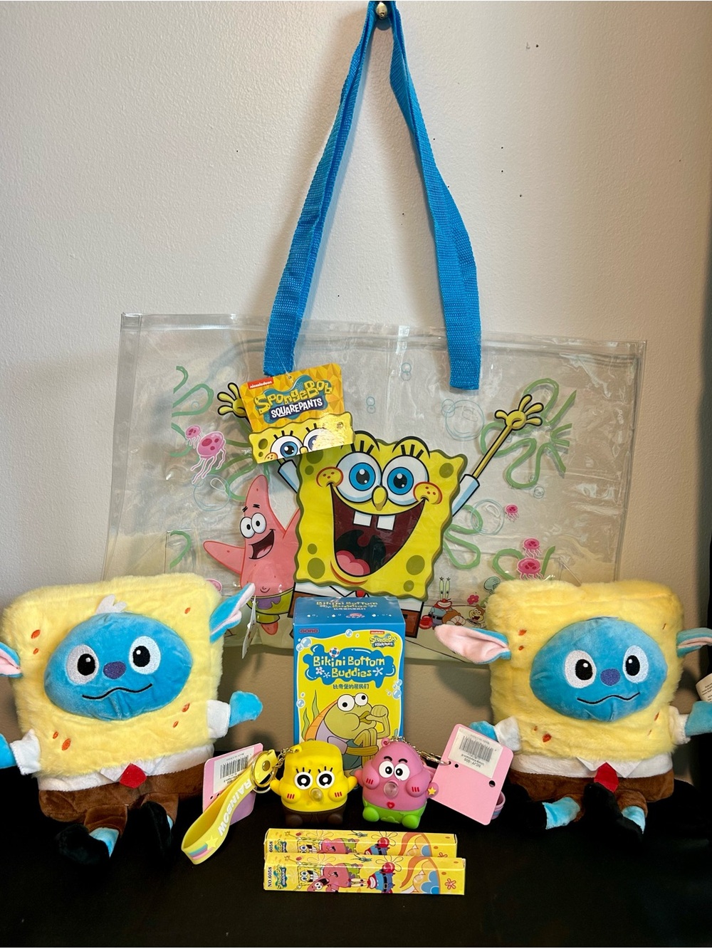 SpongeBob SquarePants Yellow & Blue Plush Buddy Gift Tote Set